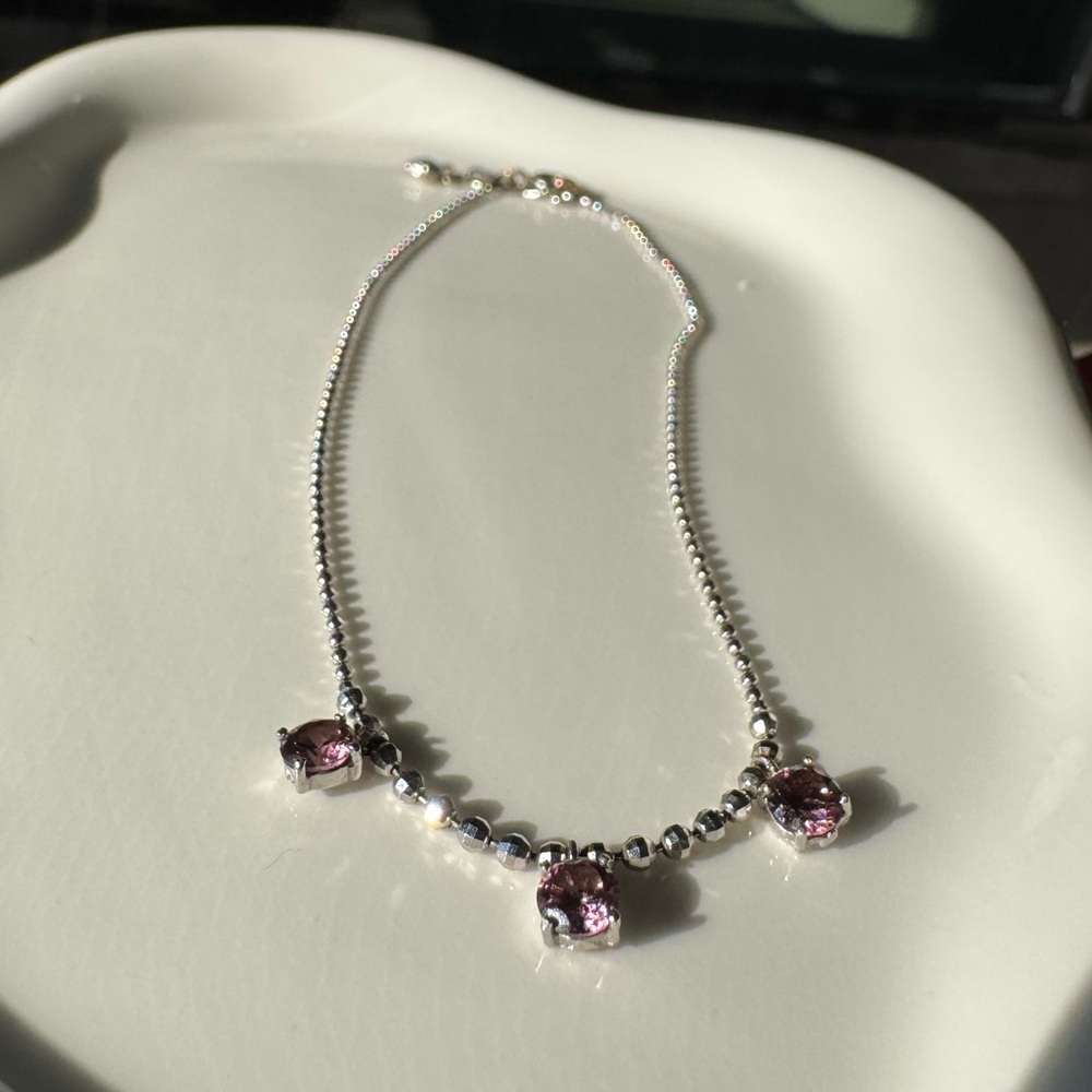 Elegant Silver Anklet with Pink Gemstones
